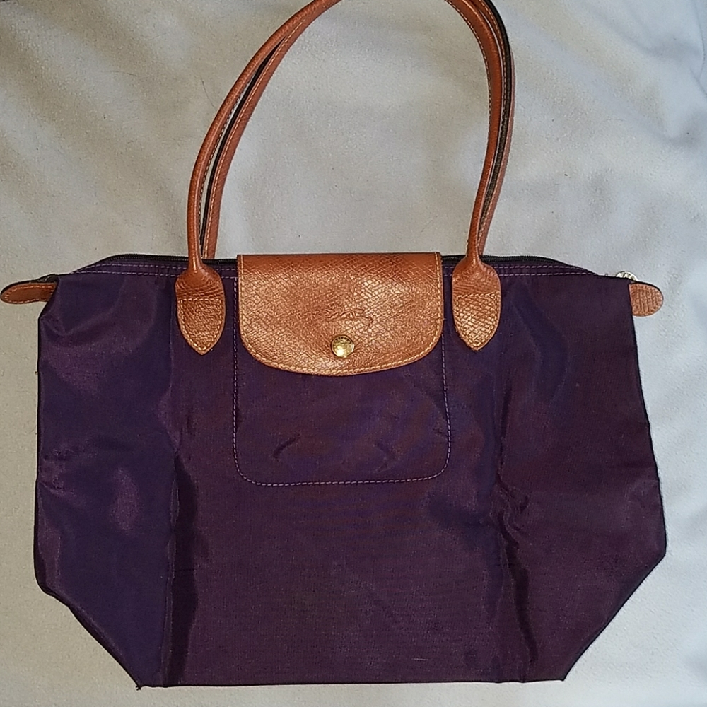 Longchamp Small Le Pliage Plum Purple Tote